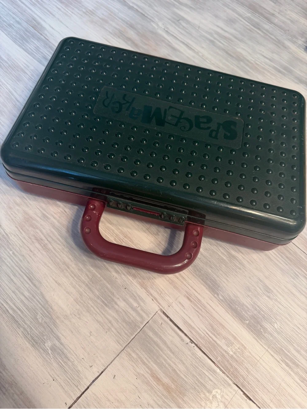Vintage 1994 SpaceMaker II Storage Case Forest Green Burgundy Handle Organizer